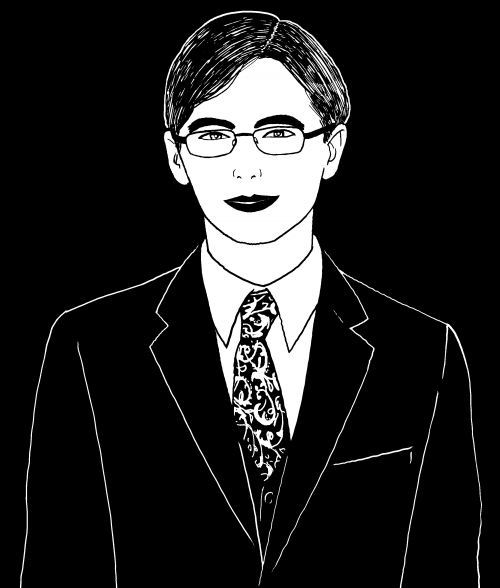 cartoon portrait of Nathan Graf ’16